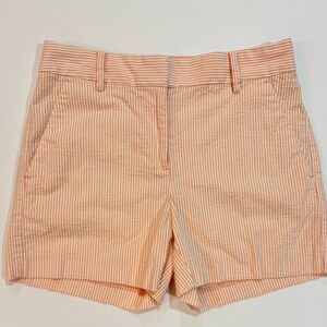 LOFT Riviera Seersucker Shorts Orange White Stripe Size 00